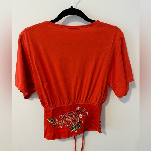 Zara red embroidered corset t-shirt - Picture 7 of 7